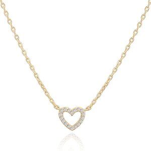 14K Gold Plated Cubic Zirconia Heart Necklace